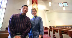 Beaverton Valley TIMES PHOTO: MILES VANCE - Pastor Robyn Hartwig (right) of St. Andrew Lutheran Church and Pastor Joe Chang of the Taiwan Lutheran Church have come together as co-workers, have worked to bring their congregations closer together, and will come together again in Taiwan during Hartwig's coming sabbatical.